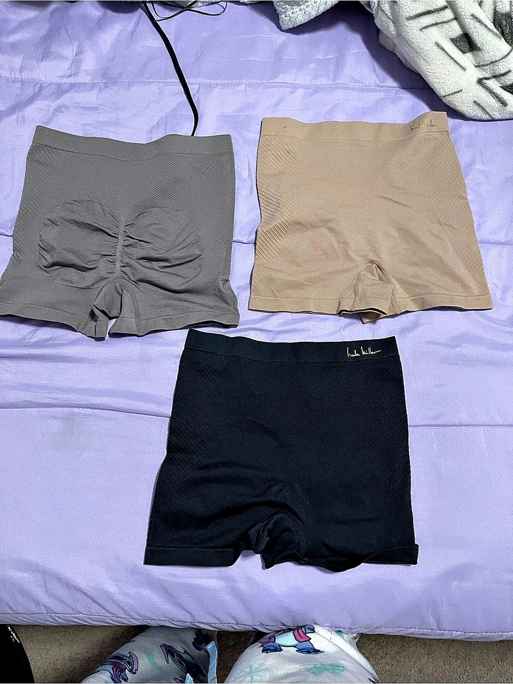 Nicole Miller Shapewear Shorts Set in Black & Gray